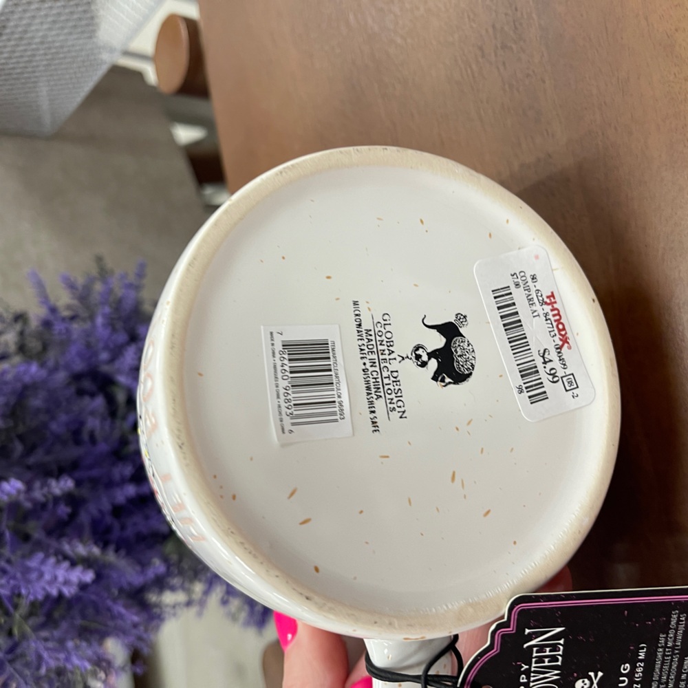 Pink Halloween Ghost & Daisy Flower Pattern Hey Boo! Ceramic Coffee mug NWT 🩷👻 - Picture 5 of 5